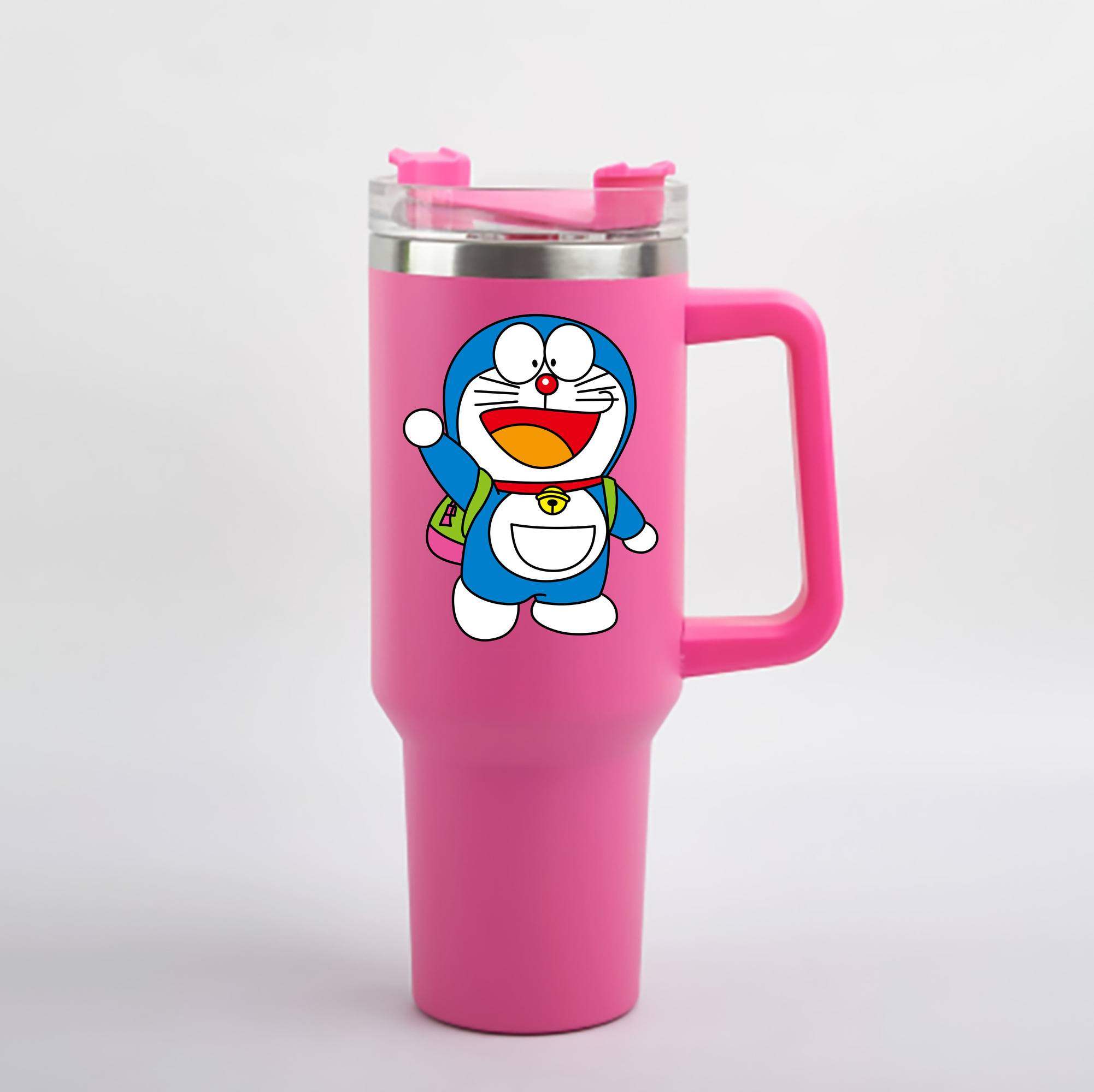 （画像用） ドラえもん Doraemon 1200mL車用タンブラー - クリスタルステッカー（プラスチックストロー付き）